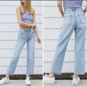 J. Galt high rise straight leg crop raw hem jeans